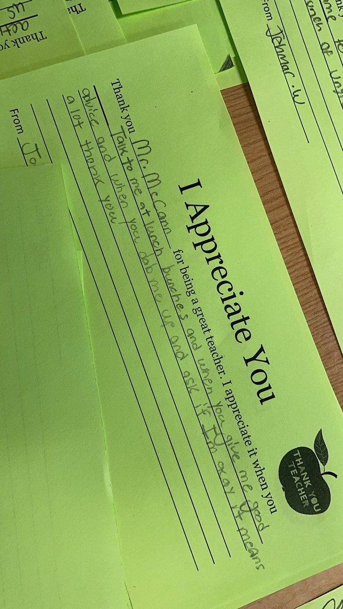 It’s just a little note for my fellow staff  and teachers from our <a href="/CorkranMSAACPS/">CorkranMSAACPS</a> students! Sometimes these notes go a long way!

Happy Teacher Appreciation Everyone!
#TeacherAppreciation 
#AACPSAwesome 
#ilovemyschool