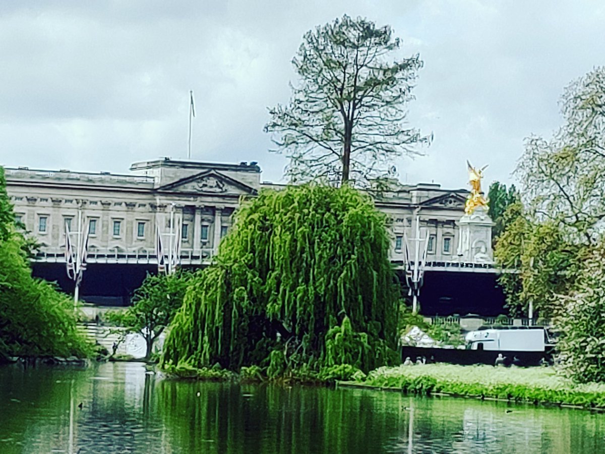 Probably one of the quietest views of Buckingham Palace this weekend.  So busy here already #CoronationWeekend
