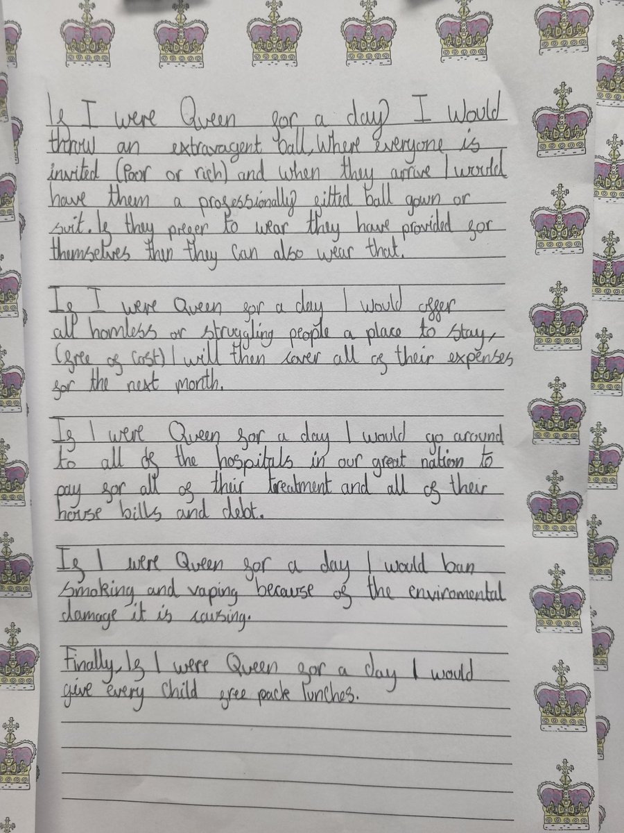 Class12stmarys's tweet photo. We are enjoying a wonderful day celebrating the Coronation and thinking how we would impact the world if we could be Monarch for a day! And of course, some amazing artwork yet again! @stmarysderby https://t.co/IzffLaD7eJ