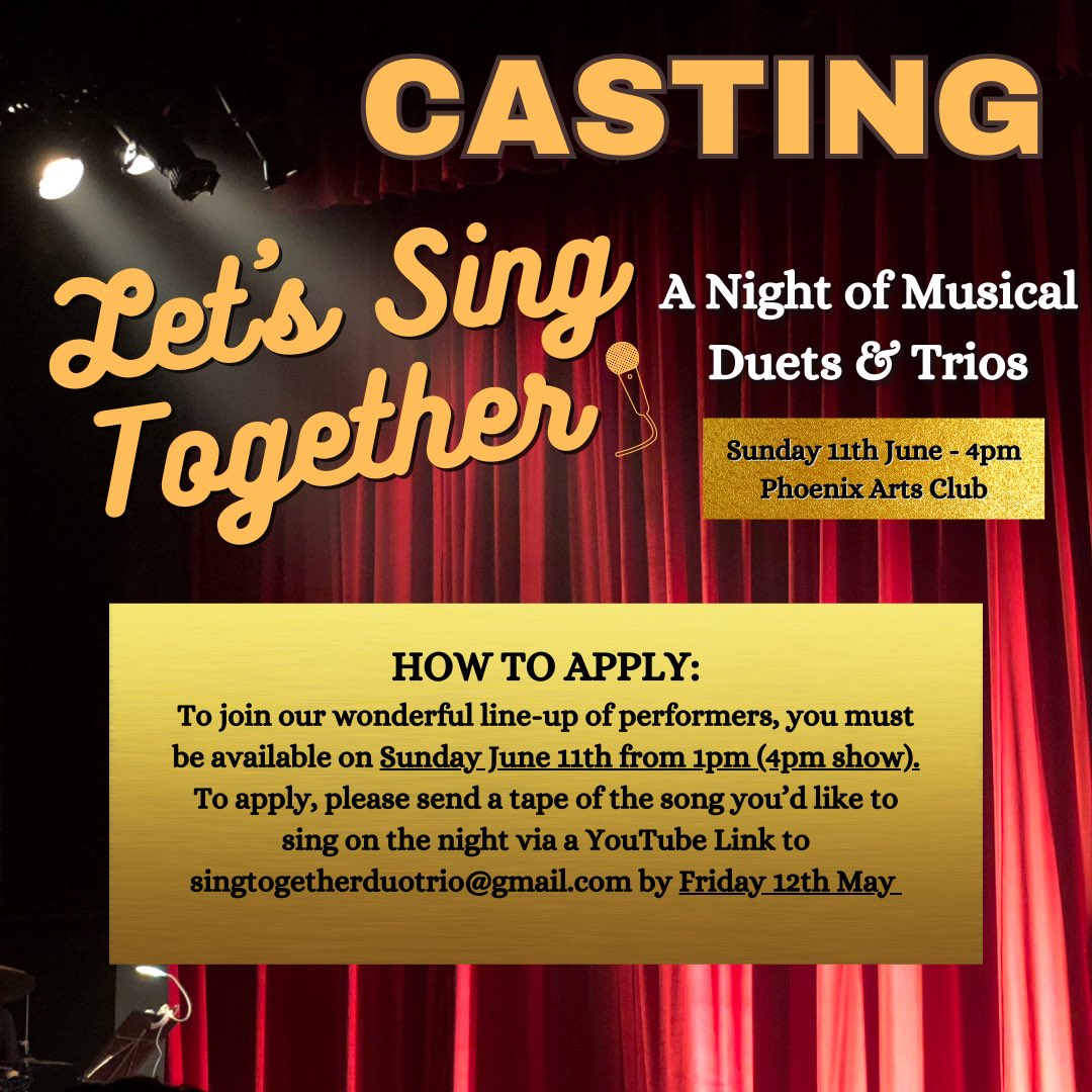 CASTING - Looking for performers to sing MT Duets and Trios!
Deadline to apply May 12th!
PLEASE SHARE🎶✨⭐️