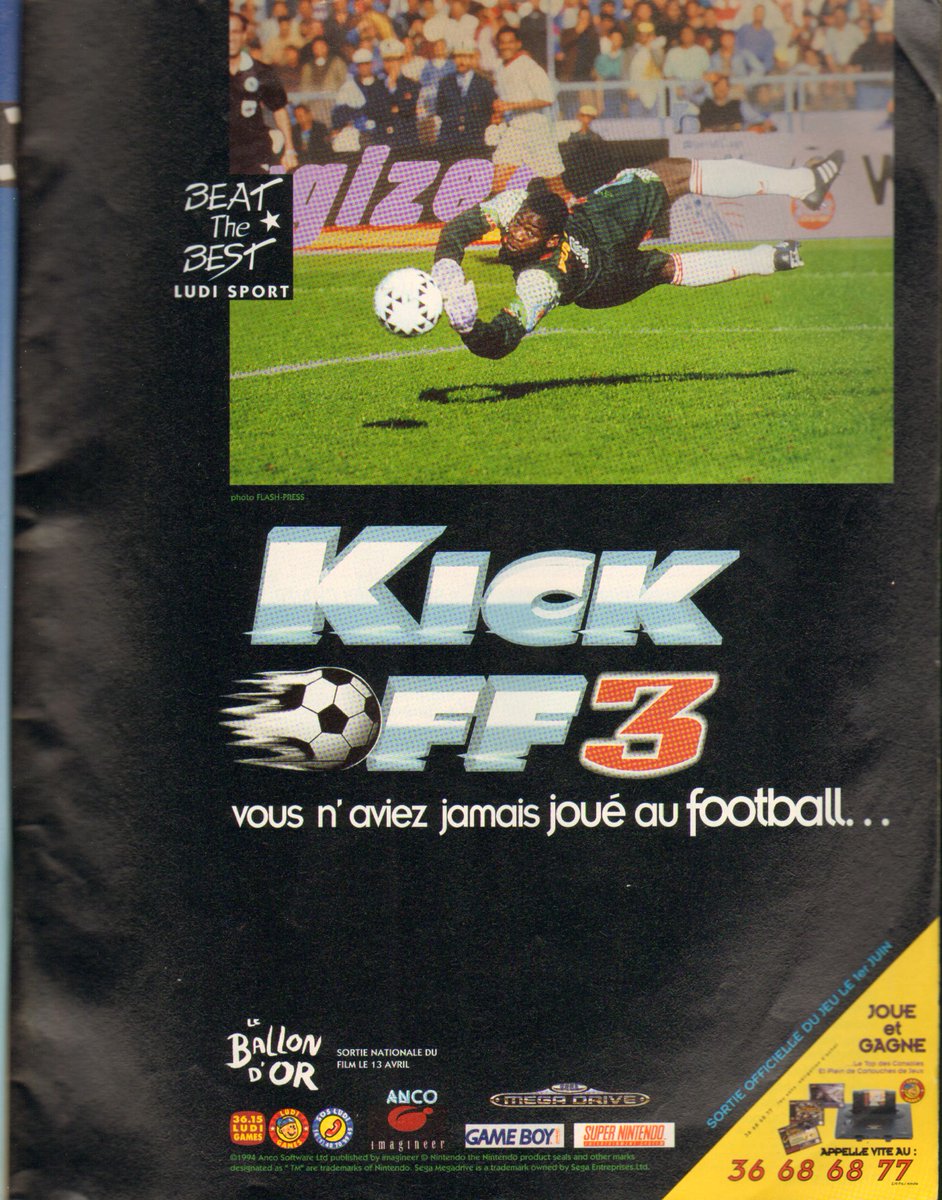 AllmightoFranky's tweet photo. la pub dans les mags JV des #80s #90s pub spécial foot vues dans le #ConsolesPlus 32 de mai 1994,double-page pour #FIFA,#KickOff3 et #WordlCupUSA94!!! https://t.co/g1i9iylDNG