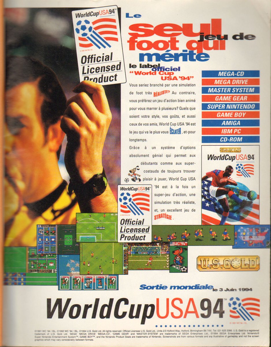 AllmightoFranky's tweet photo. la pub dans les mags JV des #80s #90s pub spécial foot vues dans le #ConsolesPlus 32 de mai 1994,double-page pour #FIFA,#KickOff3 et #WordlCupUSA94!!! https://t.co/g1i9iylDNG