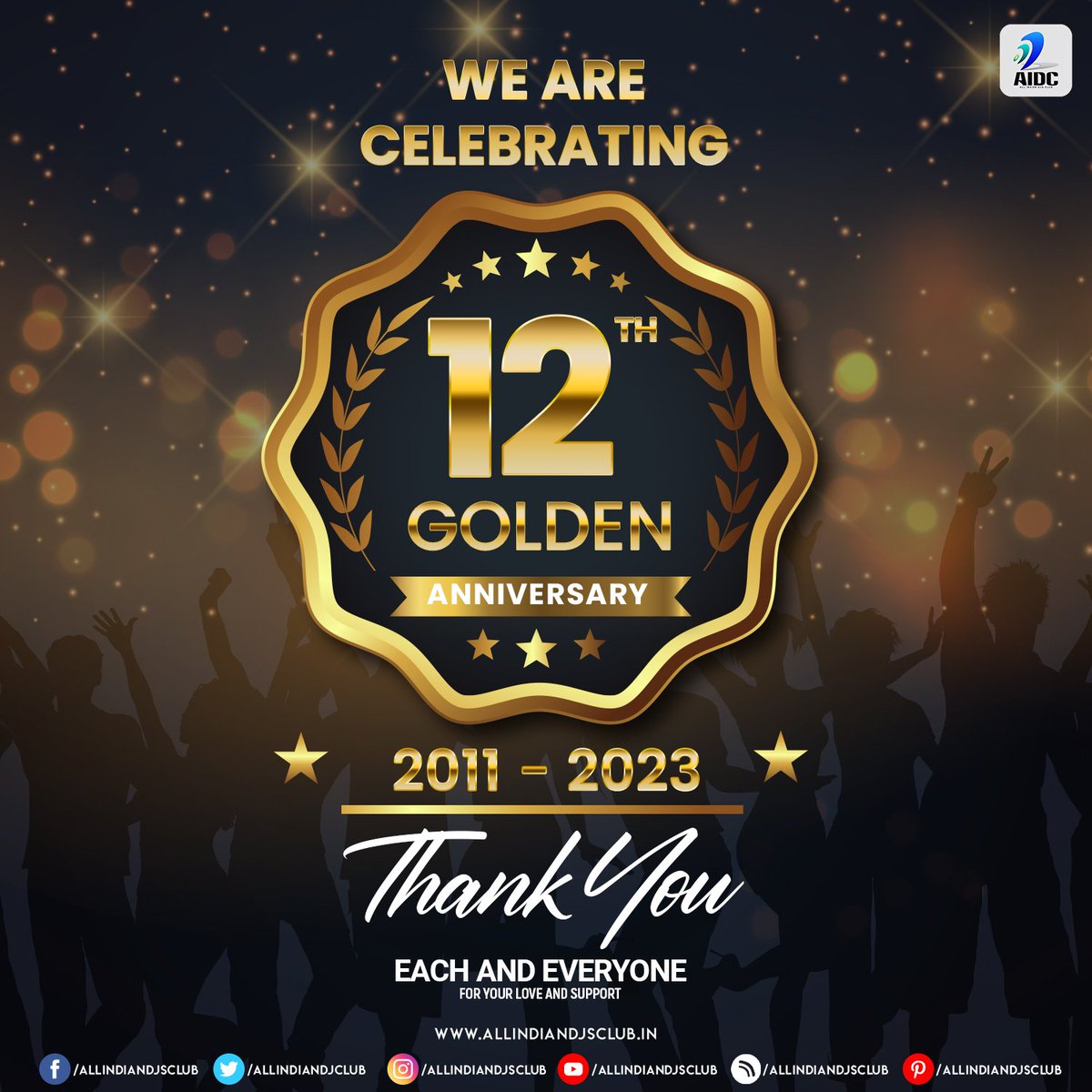 allindiandjclub's tweet photo. Today, 5.5.2023 we have successfully completed 12 amazing years of service to the DJ's fraternity and remix producers around the globe. https://t.co/GxuOr1fcwd