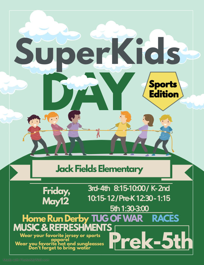 1 week left until field day!!! Don’t forget to wear your favorite sports jersey or shirt, favorite hat and sunglasses.  ⁦<a href="/HumbleISD_JFE/">Jack Fields Elementary</a>⁩ ⁦<a href="/HWagnerHumblePE/">Helen Wagner</a>⁩ #fieldday #superkidsday