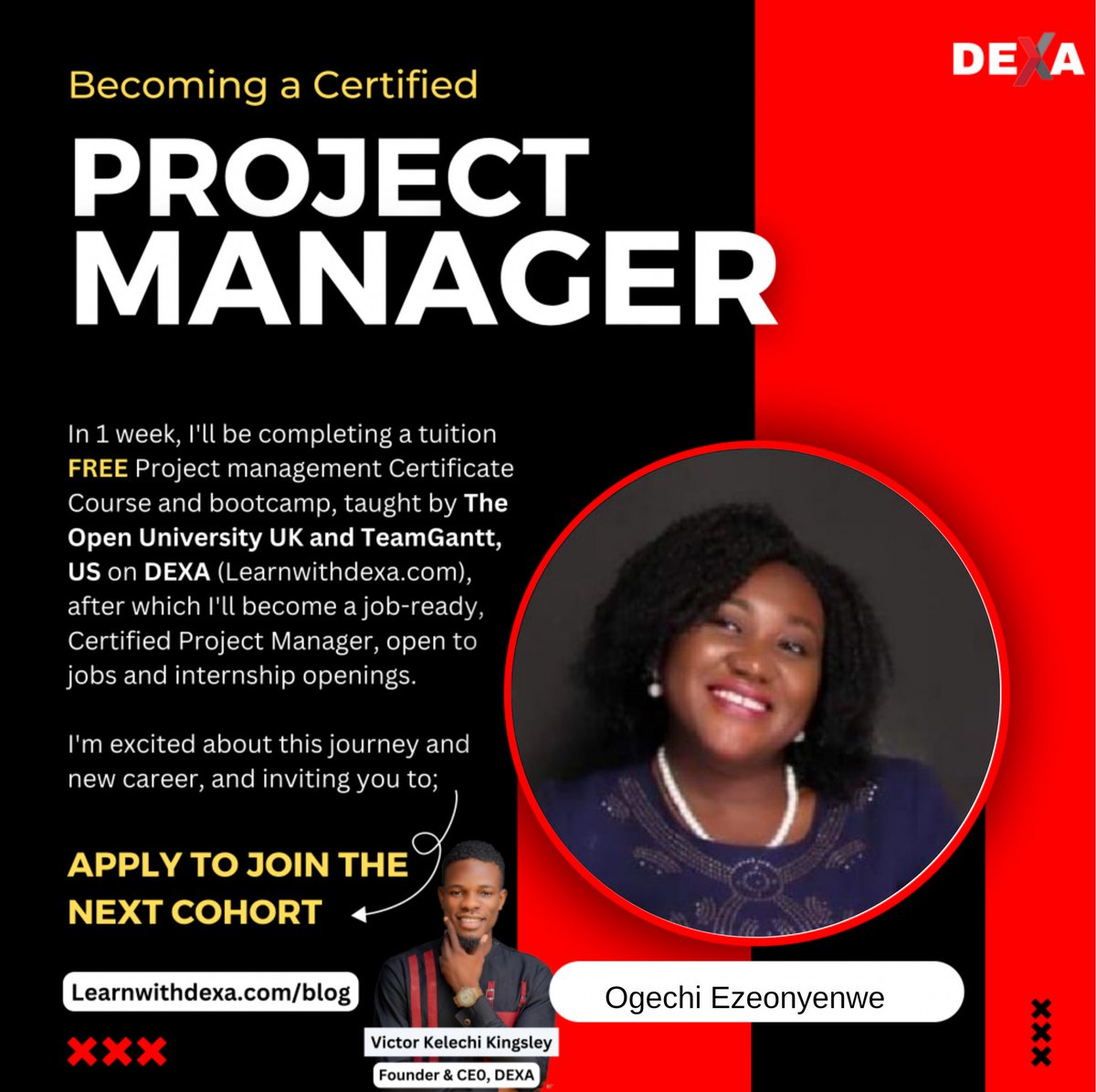 jaccyeze's tweet photo. I am so glad to be a partaker of this course,it is really worth it.

I'm about to complete the tuition free #ProjectManagement course taught by The Open University UK &amp; TeamGantt on DEXA &amp; it's been an amazing learning experience!
If you wish to learn 👇

https://t.co/jcXPMQnIFn https://t.co/Joccz765iu