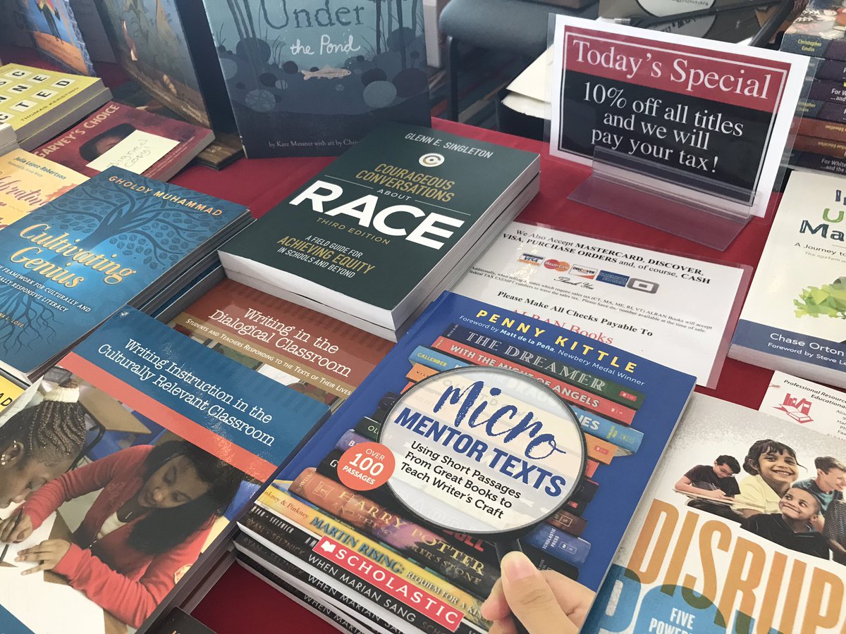 Check out the vendor tables throughout the day, including the SERC Library and @ALRANBooks! #RaceinEd2023