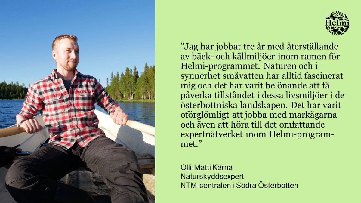 elinvoimak_EP's tweet photo. Trevlig Helmi-dag!
Olli-Matti Kärnä jobbar på NTM-centralen i Södra Österbotten med återställande av bäck- och källmiljöer inom ramen för Helmi-programmet. #Helmi #Helmiprogrammet https://t.co/us04Kt778S