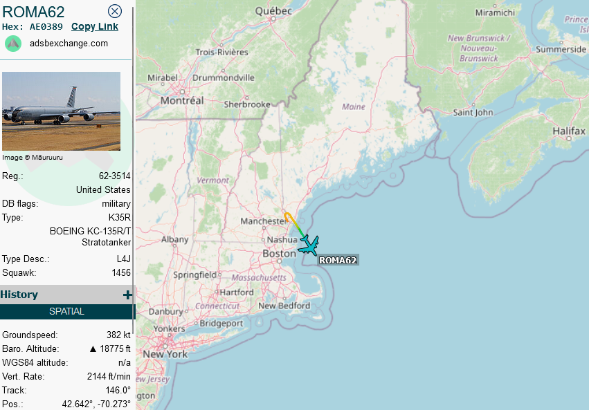 SirListenalot's tweet image. #KC135's #AE04E6 &amp;amp; #AE0389 as #ROMA61-62 plus "KC" #A10's as #TREND11-16 airborne from Pease.