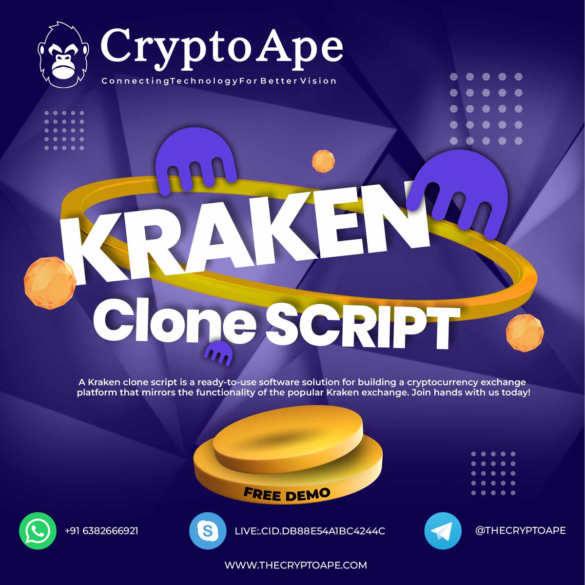 ThecryptoapeO's tweet photo. Get your own Kraken-like cryptocurrency exchange with our Kraken clone script. Kindly reach Us => @ https://t.co/woEZqXaE1N
#krakenclonescript #kraken #krakenwallet #krakenapp #crypto #cryptocurrency #cryptocurrencies #blockchain #blockchaintechnology #cryptoinvestor https://t.co/cN1Nsd1VM0