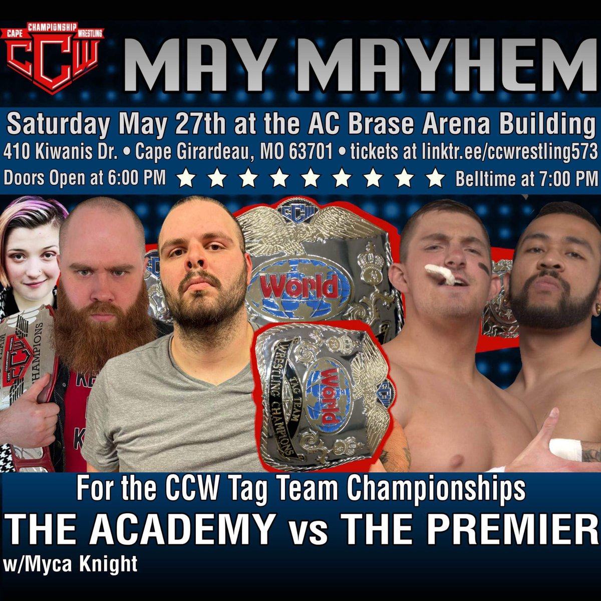 CCWrestling573's tweet photo. The road doesn’t get any easier for the Academy as on May 27 they take on one of the best tag teams going today The Premier!! https://t.co/FmBNjuCwkO