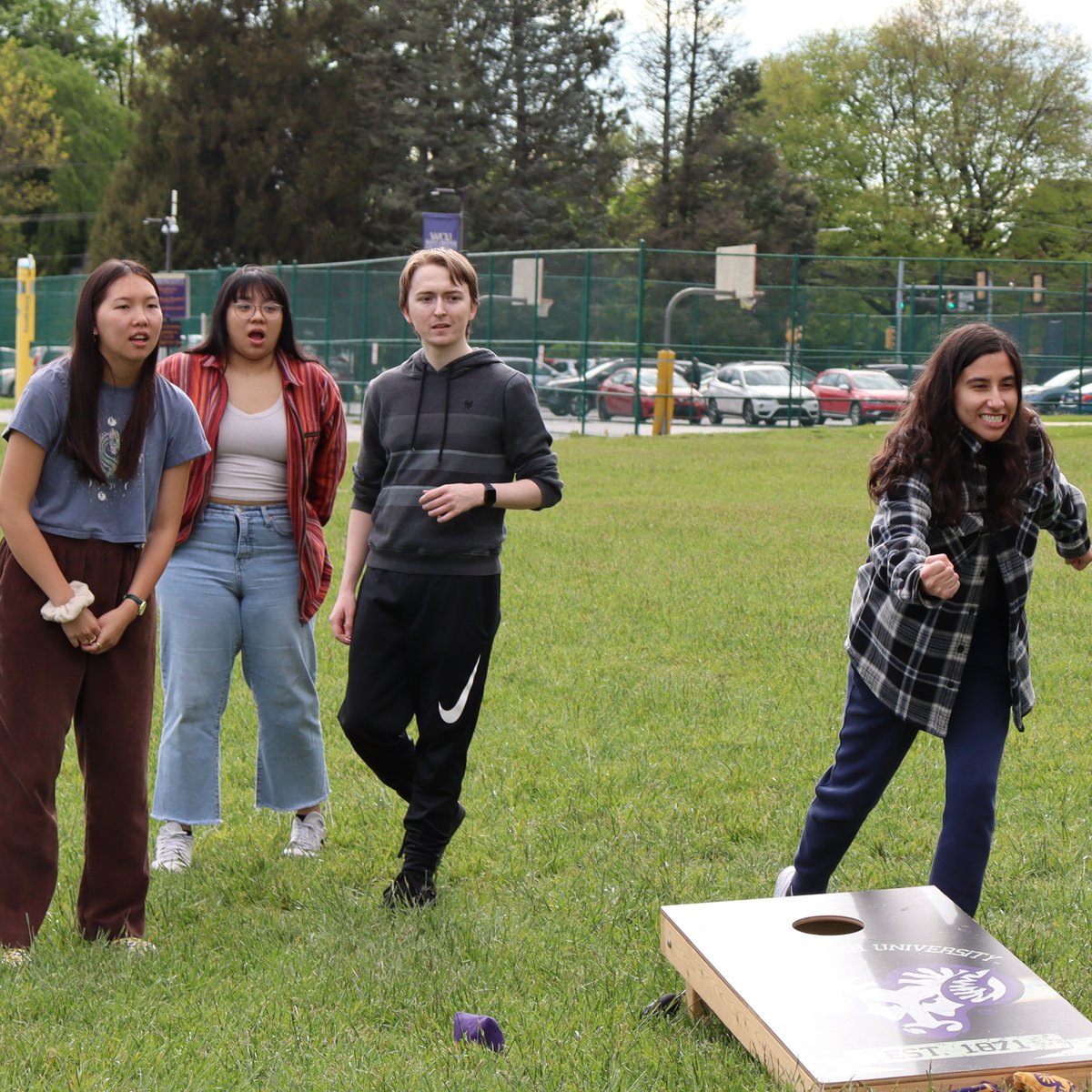 WCU_Physics's tweet photo. Lots of fun at the Society of Physics Students (SPS) picnic!  Big thanks to SPS for hosting the event. Based on their cornhole skills, some students need to revisit their understanding of projectile motion! https://t.co/28iZMEbGx7