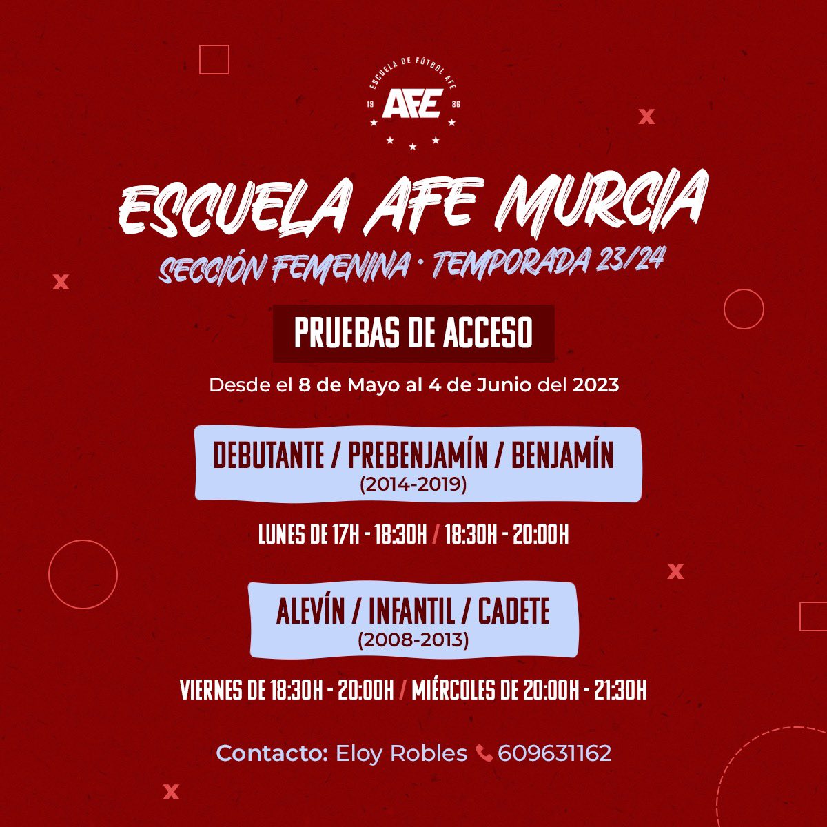‼️PREINSCRIPCIONES Y PRUEBAS DE ACCESO‼️

⚽️ ¡Abierto el plazo de preinscripciones para las Escuelas de Fútbol AFE en Murcia para la temporada 2023/2024!

📝Rellena el formulario, déjanos tus datos y te informaremos para que vengas los días indicados. ⬇️

docs.google.com/forms/d/e/1FAI…