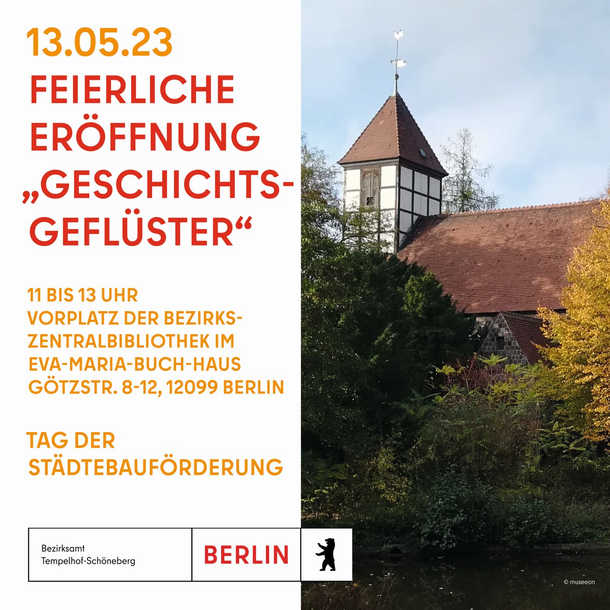 Morgen zum #tagderstaedtebaufoerderung gibt es was in #Tempelhof zu entdecken. Von 11 - 13 Uhr gibt es die #Audioentdeckungstour #Geschichtsgeflüster. Woher kommt das „Tempel“ in Tempelhof oder welche Tiere leben im Park? Treff vor der Bibliothek, Götzstraße 8.