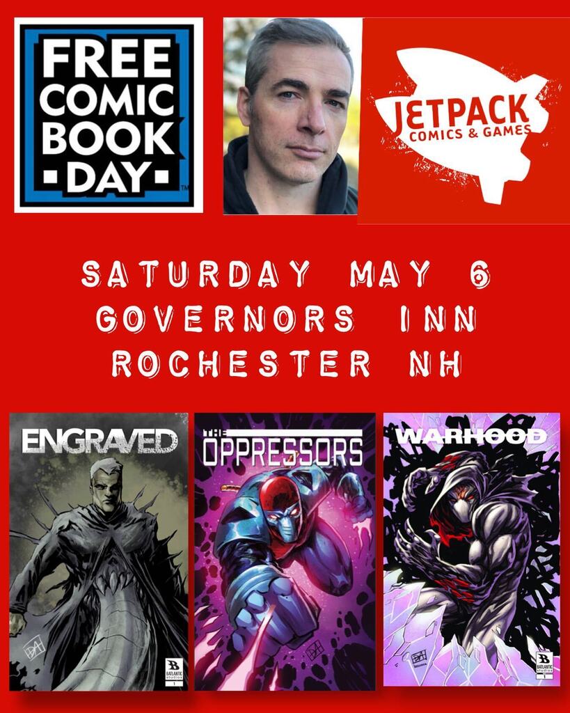 BatlanticStudio's tweet photo. Free Comic Book Day! #fcbd23 I’m gonna be at @jetpackcomics Saturday May 6 at the Governors Inn in Rochester NH! Come say hi… giving away comics, doing commissions, having fun! -
-
-
#batlanticstudios #makecomics #comicbooks #makecomicscool #warhoodo… https://t.co/co0nLG9lax https://t.co/Rokk1zTA3K