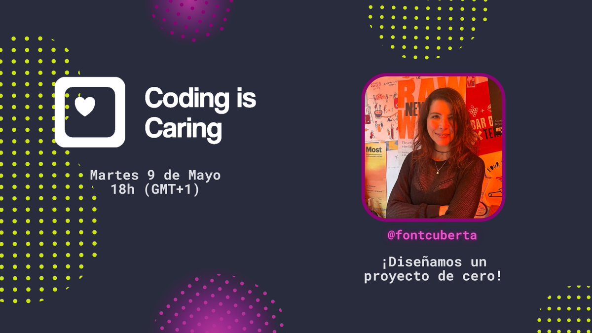 codingiscaring's tweet photo. ¡Que ya estamos de vuelta #CaringCoders!
Tras unas semanas de parón retomamos los directos, y venimos a tope con una SUPER invitada @fontcuberta con la que hablaremos de @figma, diseñaremos nuestro proyecto y como siempre nos reiremos mucho
Nos vemos el Martes a las 18h (GMT+1) https://t.co/yUkYhJOIzt