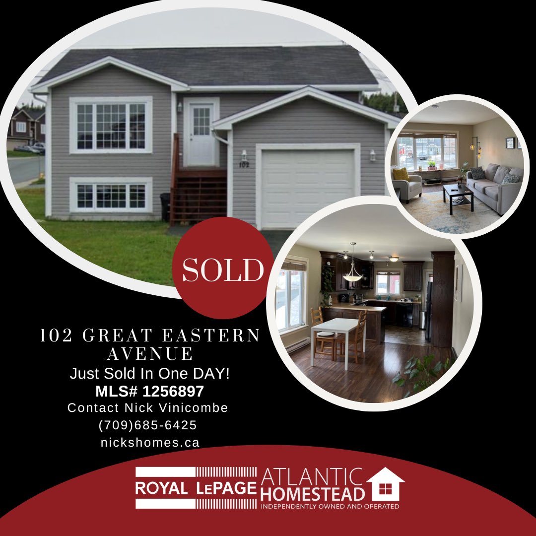 Nick Vinicombe (@nickvinicombe) on Twitter photo Just sold in ONE DAY!
Looking to sell your home? Call me today for your next move.
Nick Vinicombe: (709) 685-6425
nickshomes.ca
MLS: 1256897
#yytrealestate #sellyourhomefast #nlrealestate <a href="/RoyalLePageNL/">Royal LePage Atlantic Homestead</a> Just sold in ONE DAY!
Looking to sell your home? Call me today for your next move.
Nick Vinicombe: (709) 685-6425
nickshomes.ca
MLS: 1256897
#yytrealestate #sellyourhomefast #nlrealestate <a href="/RoyalLePageNL/">Royal LePage Atlantic Homestead</a>