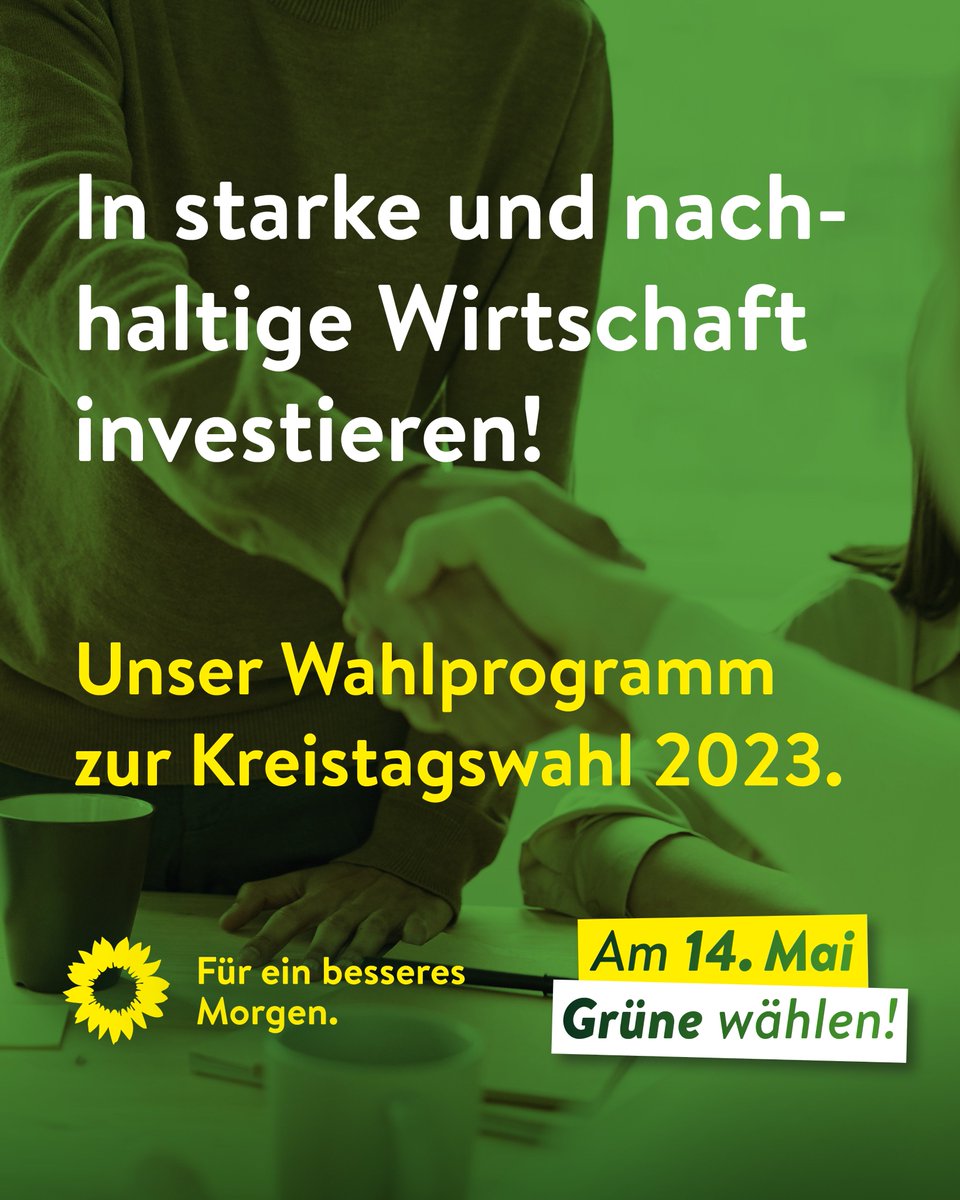 GruenePi's tweet photo. Kurz &amp; knapp: Unser Kreiswahlprogramm zur #KommunalwahlSH2023.

Dies sind unsere Ziele im Bereich #Wirtschaft! 💼🤝

Mehr Infos: https://t.co/bHOFvpTrn5

#heutemorgengrün #füreinbesseresmorgen https://t.co/Tm1RaUFjtH