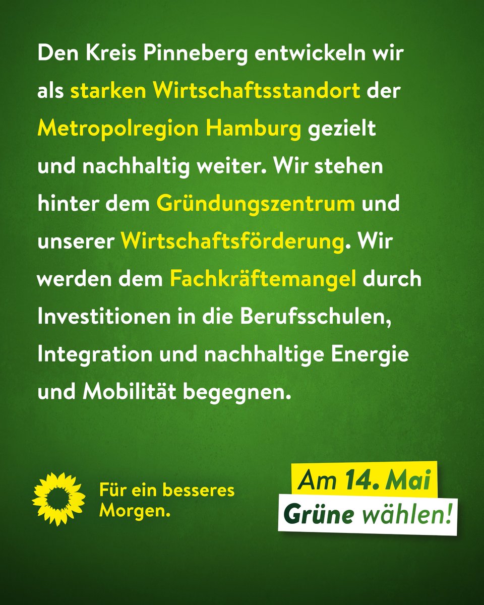 GruenePi's tweet photo. Kurz &amp; knapp: Unser Kreiswahlprogramm zur #KommunalwahlSH2023.

Dies sind unsere Ziele im Bereich #Wirtschaft! 💼🤝

Mehr Infos: https://t.co/bHOFvpTrn5

#heutemorgengrün #füreinbesseresmorgen https://t.co/Tm1RaUFjtH
