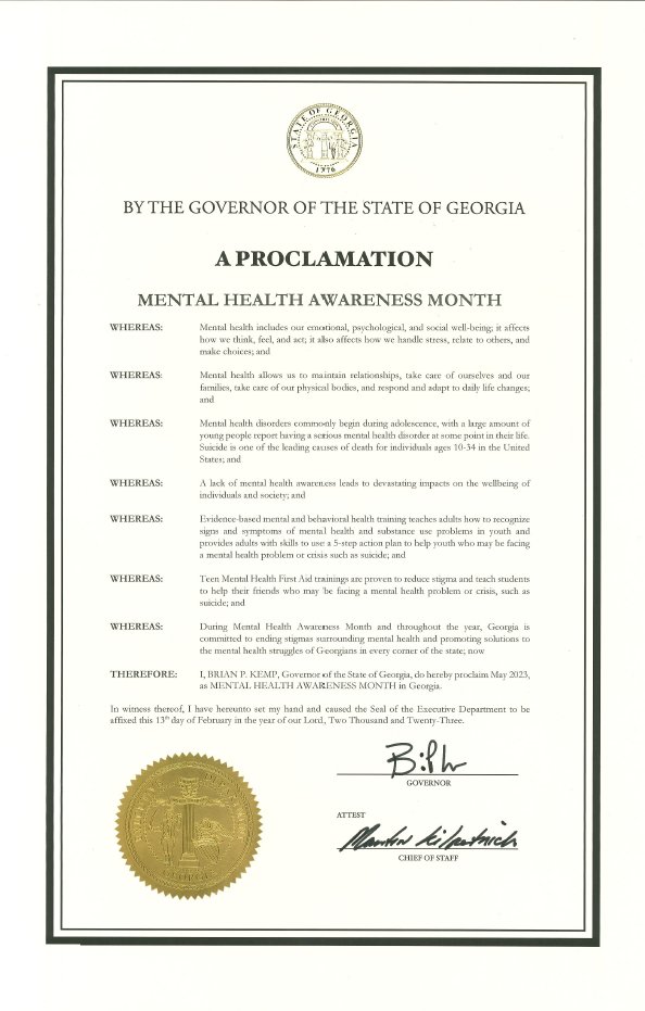 GACSB's tweet photo. Thank you @GovKemp for recognizing Mental Health Awareness Month 2023! Shout out to all of the MH providers offering services across Georgia.
https://t.co/kQQJUV8fDT
#theCSBisMe #Mhawarenessmonth #BeTheDifference https://t.co/PhjYl9O0WN