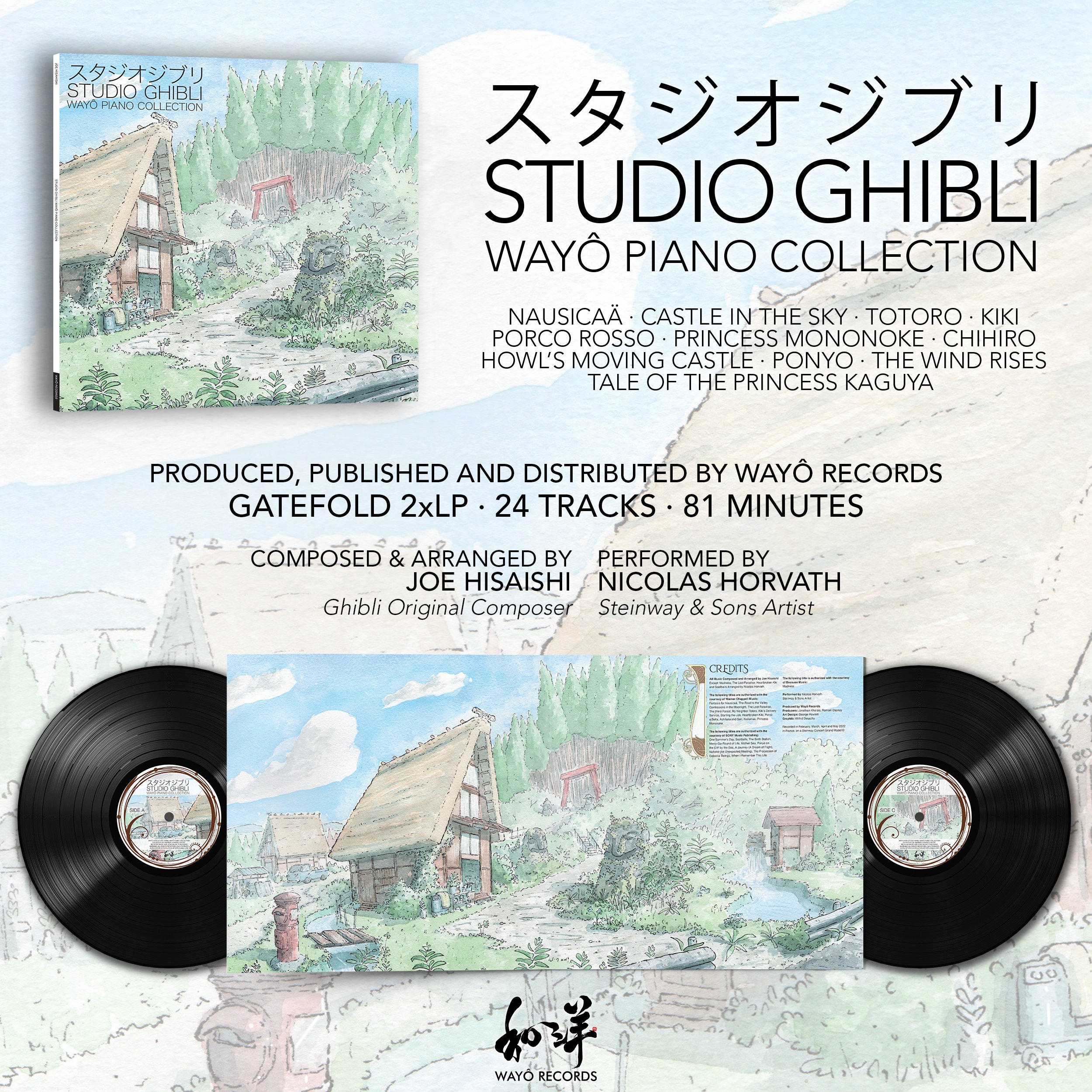 Wayô Records on X: Discover the beauty of the music from the Studio Ghibli  films of Hayao Miyazaki and Isao Takahata composed by #JoeHisaishi, with  this new piano arrange album, based on