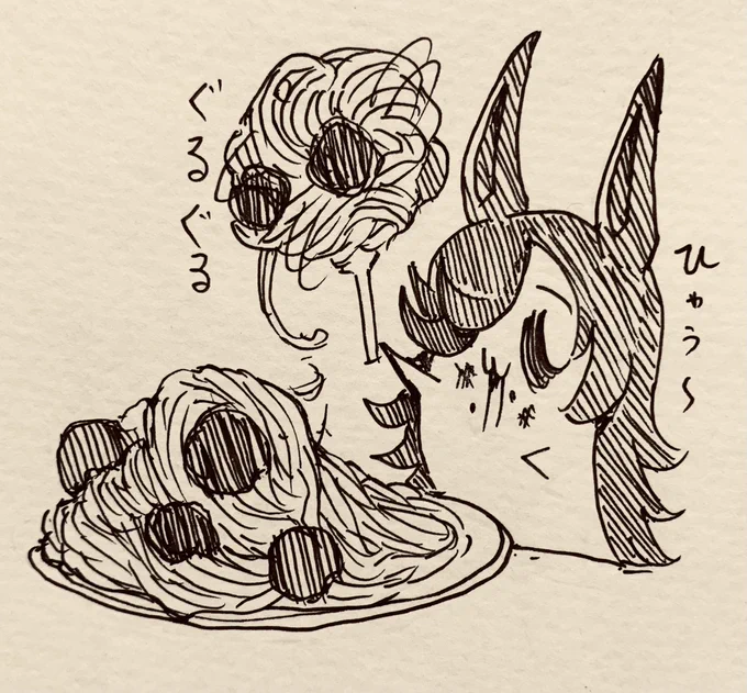 スパゲッティぐるぐるして食べる半ライス