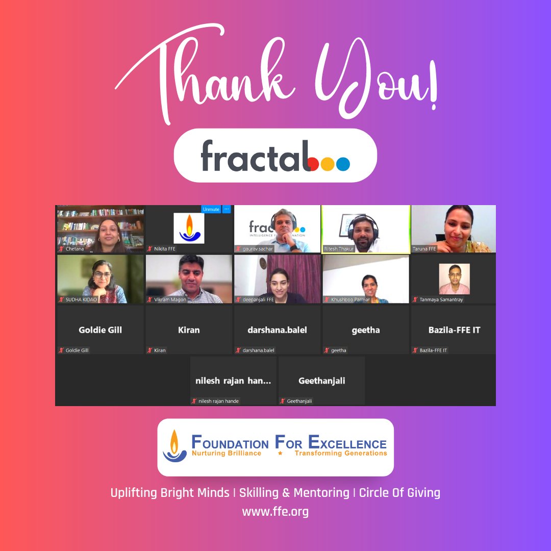 india_ffe's tweet image. Thank you Fractal Analytics employee volunteers for volunteering in FFE’s Mentorship program and extending your support to help the forthcoming graduates for a brighter career!

We look forward to your continued support!

#fractalanalytics #ffe

@fractalai