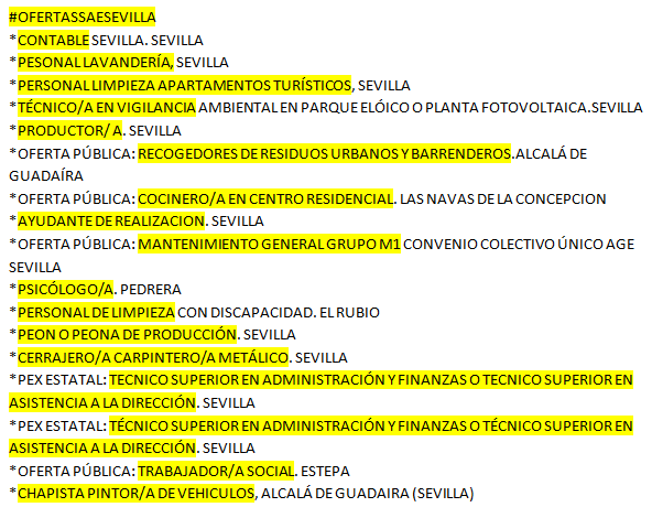 orientadh's tweet photo. Ofertas publicadas en el Servicio Andaluz de Empleo en la provincia de Sevilla. 05/05/2023  https://t.co/UwVRMXPOGc https://t.co/WWCNcEvw7L