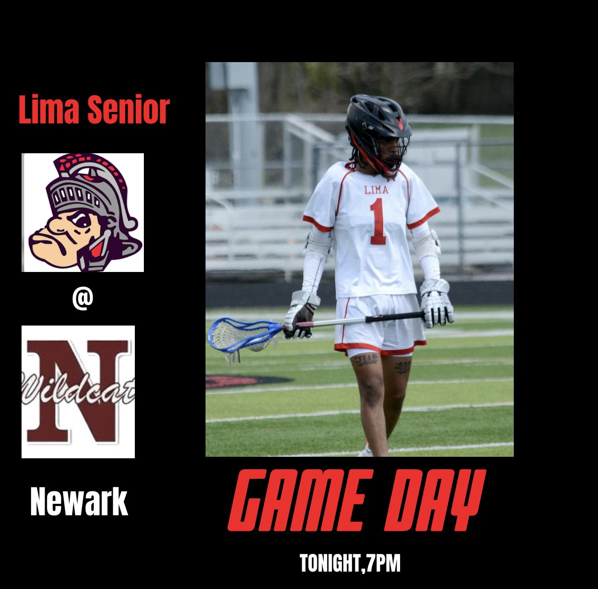 LimaSeniorAthle's tweet photo. It's GAMEDAY! The Boys Lacrosse team travels to Newark High School tonight for a Friday night battle with the Wildcats!

Start time ➡️ 7:00 pm
Where ➡️ Newark White Field

#LimaSpartans @LimaCitySchools https://t.co/oHgBPGkJ9L