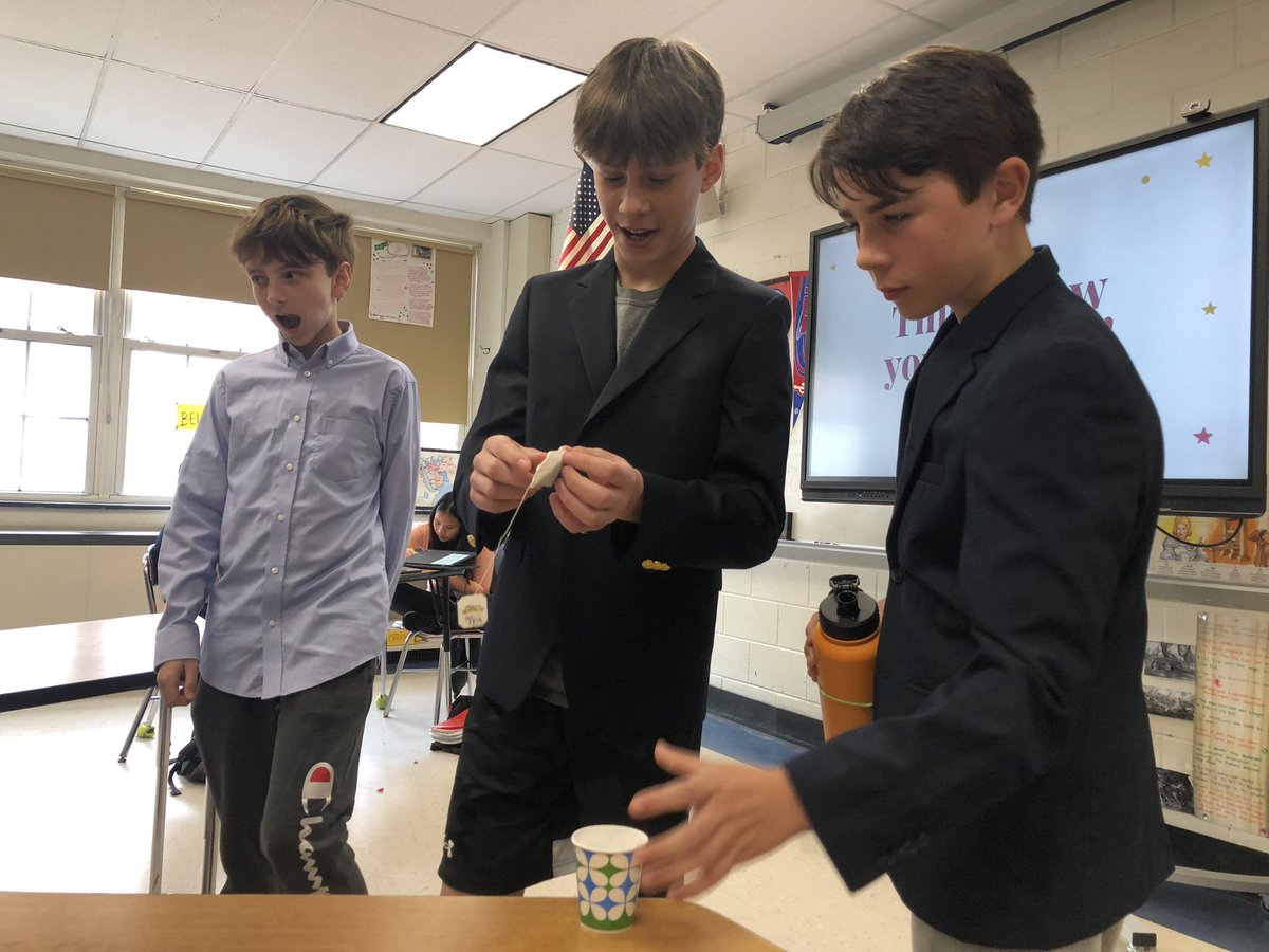 JohnathanMaxson's tweet photo. Students entered the Shark Tank by making sales pitches on medieval inventions/discoveries from China.

These included tea, porcelain, rockets, etc 🍵 🚀 🧭 🛶 ⏰ 💵 💉 

Thanks to our guest teachers &amp; 8th grade sharks! @HaddonfieldMS @HaddonSchools @EmmeProbst @MsResnick16 https://t.co/qDhopzRK99