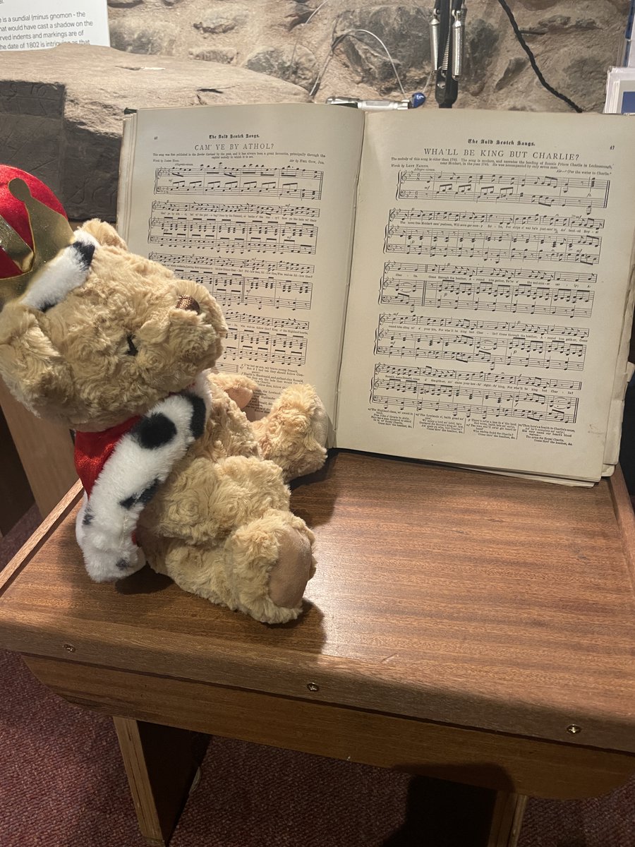 MuseumAbernethy's tweet photo. He's still causing havoc in Museum HQ! No, #CharlieBear, we're not singing to you. We don't want to scare our lovely visitors away.... #FindCharlie today and tomorrow for the chance to take him home (and let us get a wee rest from his shenanigans!) https://t.co/SvedjAszDT