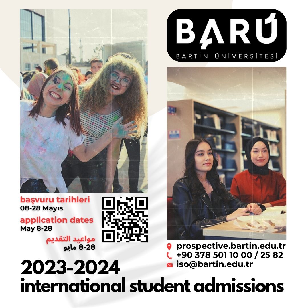 Bartın University is now ready for international student admissions from all around the world. The future starts at BARU! 

Application dates: May 08 – 28, 2023 

Online application: prospective.bartin.edu.tr

<a href="/uzun_orhan/">ORHAN UZUN</a> <a href="/m_zahmakiran/">Prof. Dr. Mehmet Zahmakıran</a> <a href="/baruedutr/">Bartın Üniversitesi</a> #studyinturkey <a href="/yurtdisiturkler/">YTB</a>