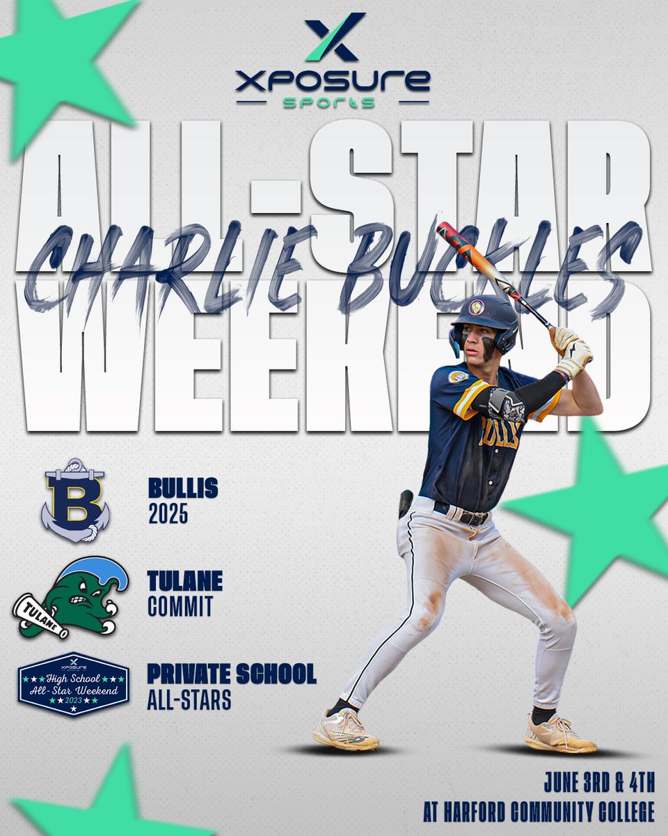 ⭐️⚾️𝟐𝟎𝟐𝟑 𝐀𝐋𝐋-𝐒𝐓𝐀𝐑 𝐖𝐄𝐄𝐊𝐄𝐍𝐃⚾️⭐️ 👀 𝗥𝗢𝗦𝗧𝗘𝗥 𝗔𝗡𝗡𝗢𝗨𝗡𝗖𝗘𝗠𝗘𝗡𝗧 👀 💥 Welcome 𝗖𝗵𝗮𝗿𝗹𝗶𝗲 𝗕𝘂𝗰𝗸𝗹𝗲𝘀 from Bullis to this year's All-Star Weekend! 👊 📅 𝗝𝘂𝗻𝗲 𝟯𝗿𝗱-𝟰𝘁𝗵 🏟️ 𝗛𝗮𝗿𝗳𝗼𝗿𝗱 𝗖𝗖 @charliebuckles_ | @BullisAthletics