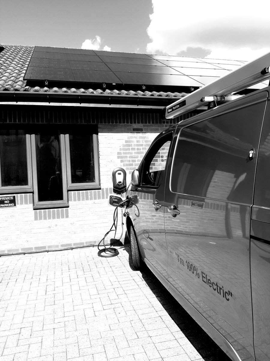 Happy days ar the new offices with buckets of #solarenergy available to charge the vehicles. £00.00 spent in April running this van - 100% of energy came from our roof. Big thanks <a href="/myenergiuk/">myenergi</a>