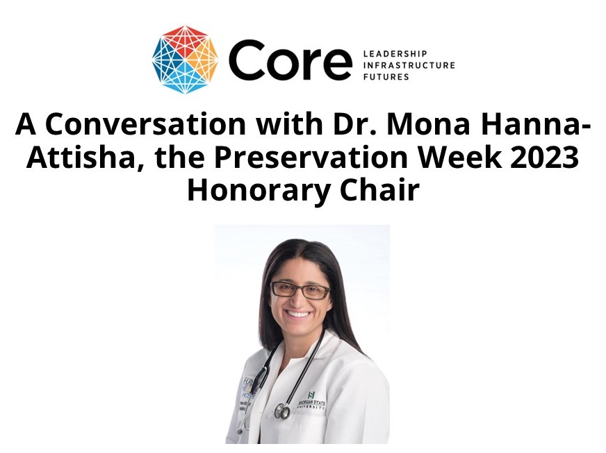 PreservationWk's tweet photo. Thank you to our wonderful Honorary Chair @MonaHannaA for representing #PresWeek2023 ! We connected with Dr. Mona virtually to discuss her work with Flint, building resilient communities and preserving their history. Watch the conversation here: https://t.co/cLHRfxfi9a https://t.co/Xj7Z4QnsaL