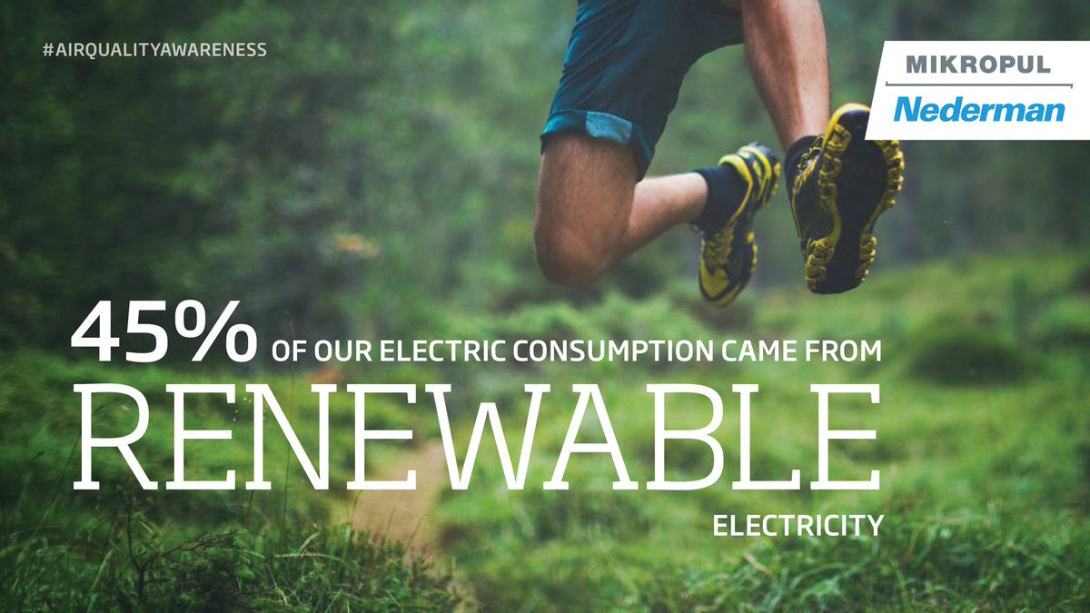 It’s about the planet! Worldwide, 45% of our electric consumption came from renewable electricity. We’re working with customers to explore how their waste can be reused or recycled.

#AirQualityAwareness #CleanAir #CleanAirCompany #Nederman #NedermanGroup #Worldwide #MikroPul