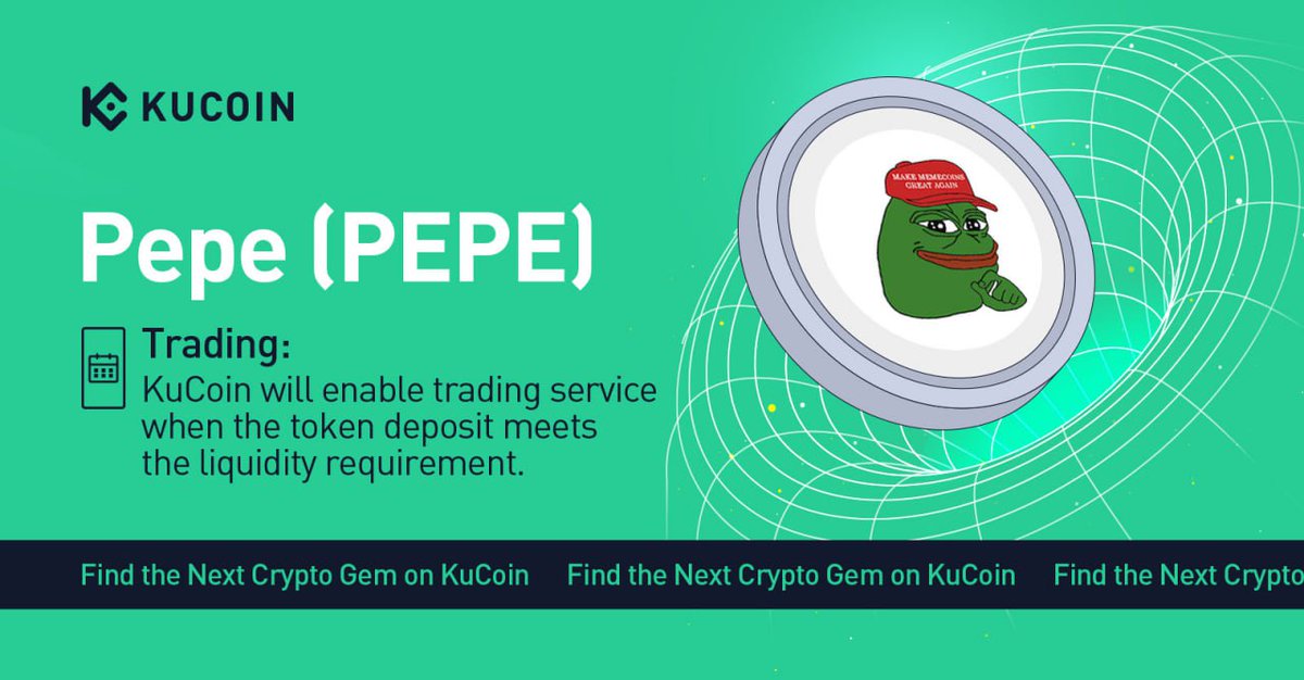 KuCoinLATAM's tweet photo. 💎¡Pepe (PEPE) empieza a cotizar en KuCoin!
🤑Depositar ahora
🚀Trade PEPE/USDT: 12:50 el 5 de mayo de 2023 (UTC)
👉https://t.co/CROfn6PUG0
#NuevaLista https://t.co/kha2JlrVJ9