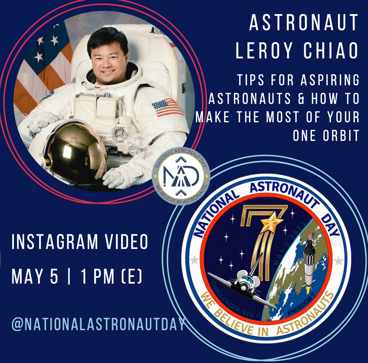 OneOrbitCDR's tweet photo. Happy 7th National Astronaut Day! OTD 1961, Alan Shepard became the 1st American in space. #NAD #NASA #Uniphi #OneOrbit https://t.co/CfXaYDbctV