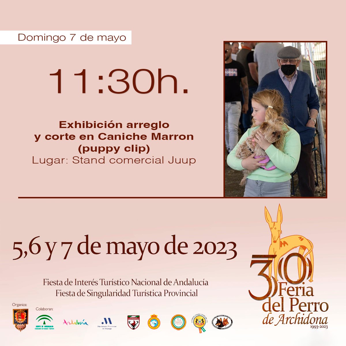 30ª #FeriadelPerro 🐕🐩 de #Archidona.

Disfruta de la siguiente hora con diferentes actividades en torno al Recinto Ferial. ¡No te olvides del Concurso de Presentadores Infantiles y Juveniles!

🗓️ 5, 6 y 7 de mayo.

🔎 Consulta el programa completo: bit.ly/3VA3WZE