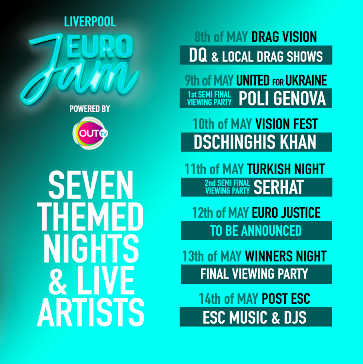eurojam_'s tweet photo. ‼️ Ready to dance the nights away with the best Eurovision hits at @districtlpool. Link in Bio 📲

Artists, music and every night of viewing with @OUTTV_eu and many surprises! 🏁📺 https://t.co/I3yBBHfDJg