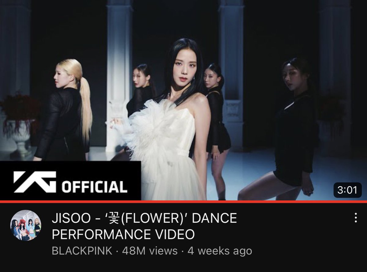 BBU_BLACKPINK's tweet photo. .@BLACKPINK #JISOO’s #FLOWER DANCE PERFORMANCE VIDEO only needs 1.075M views to reach the 50M @Youtube milestone! Stream PROPERLY to reach goal faster!

👉🏼 https://t.co/UYw0danHem
#StreamME #FLOWER #JISOO #꽃 https://t.co/yVcSWykEeD