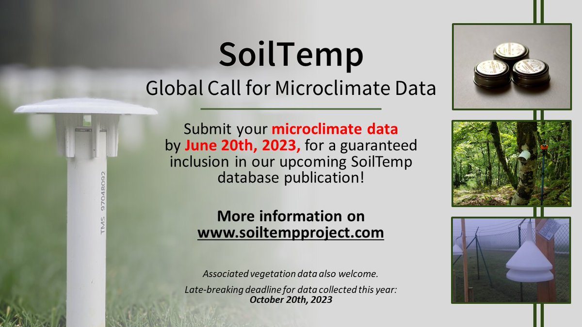 1/n PLEASE SHARE: we are launching an ultimate call for microclimate data time series (and associated vegetation data) for inclusion in our growing <a href="/SoilTemp_proj/">SoilTemp</a> database from all over the world!