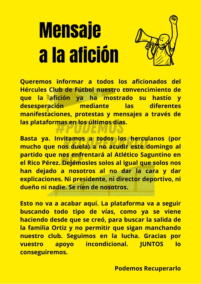Mensaje a la afición. 

#FamiliaOrtizFueradelHércules