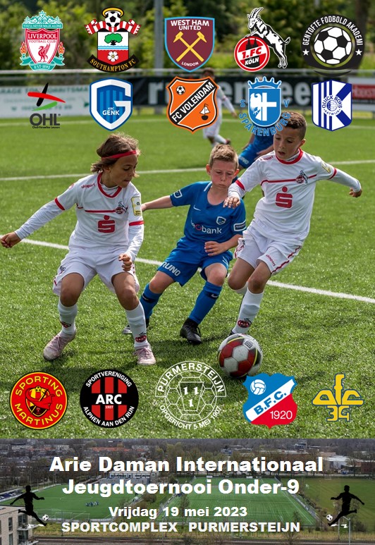 Op 19 mei bij <a href="/Purmersteijn/">vpv Purmersteijn</a> het Arie Daman Internationaal Jeugdtoernooi;
tournify.nl/live/purmerste…

Naast de buitenlandse topteams, de O9-jeugdteams van <a href="/fcvolendam/">FC Volendam 🔶</a> , <a href="/BFC_Bussum/">BFC Bussum</a> , <a href="/SMAmstelveen/">SMinfo</a> , <a href="/svARC1927/">sv ARC</a> , <a href="/SV_Spakenburg/">sv Spakenburg</a> , <a href="/KvvQuickBoys/">Quick Boys 💙🤍</a> , <a href="/AFC34/">AFC34</a>