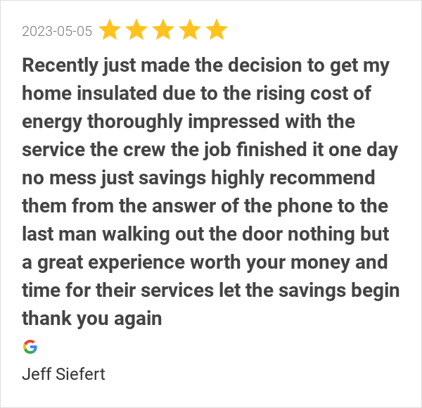 CincyRetrofoam's tweet photo. New 5.0-star Review: "Recently just made the decision to get my home insulated due to the rising cost of energy... https://t.co/zLUyySPPnU