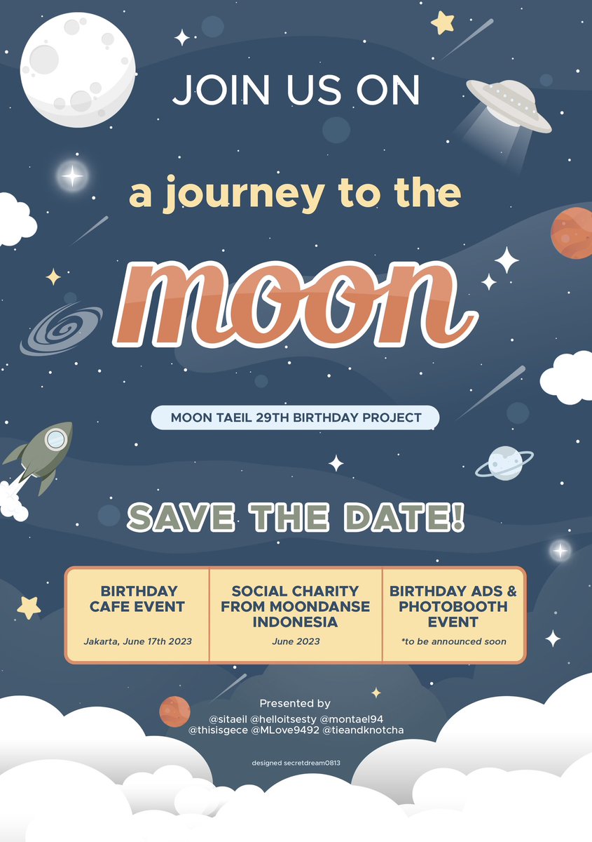 tothemoon_1406's tweet photo. Get on board with us on
- 𝘼 𝙅𝙤𝙪𝙧𝙣𝙚𝙮 𝙏𝙤 𝙏𝙝𝙚 𝙈𝙤𝙤𝙣 -

𝕄𝕆𝕆ℕ 𝕋𝔸𝔼𝕀𝕃 𝟚𝟡𝕥𝕙 𝔹𝕚𝕣𝕥𝕙𝕕𝕒𝕪 𝔼𝕧𝕖𝕟𝕥

🚀 Departure: June 2023 🚀

Be prepared and stay tuned for more information!

#AJourneyToTheMoon
#Taeil29thBirthday https://t.co/3R3juX952w