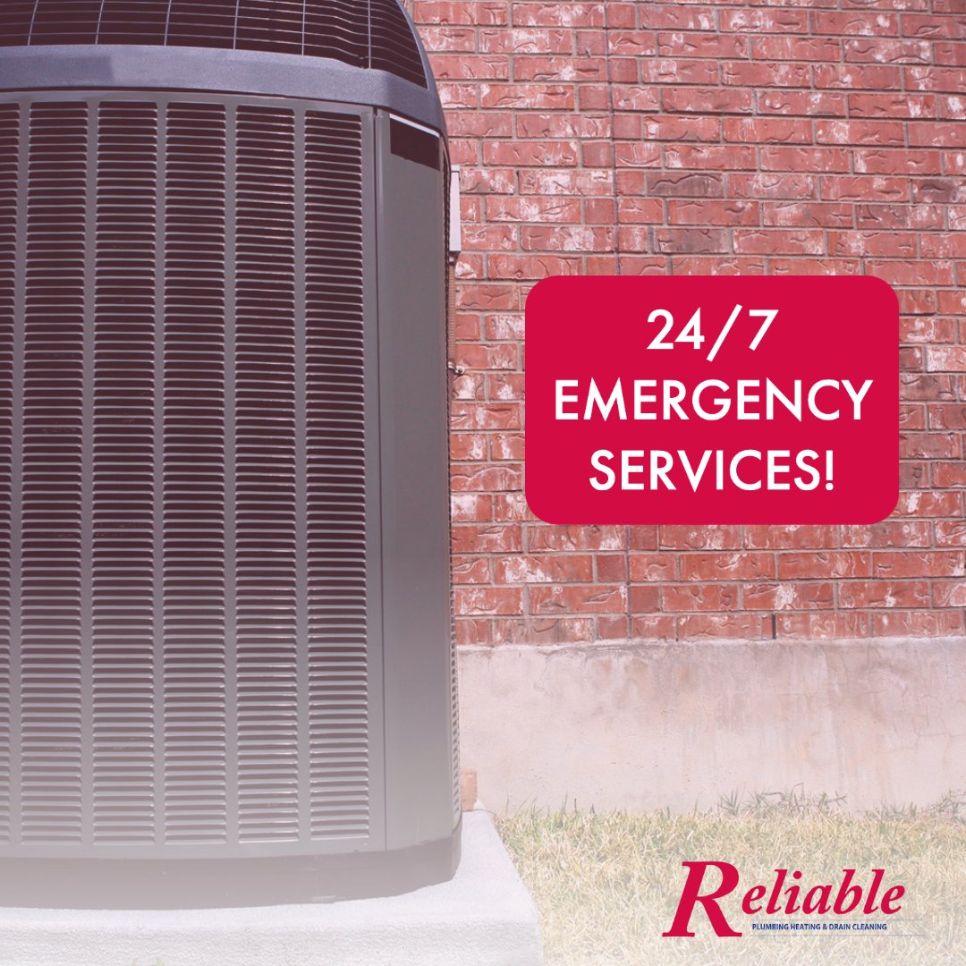 We at Reliable Plumbing & Drain Cleaning understand how uncomfortable it is to feel hot and stuffy when your AC isn't working. That's why we offer 24/7 emergency services. Call us today! #ACServices #EmergencyServices