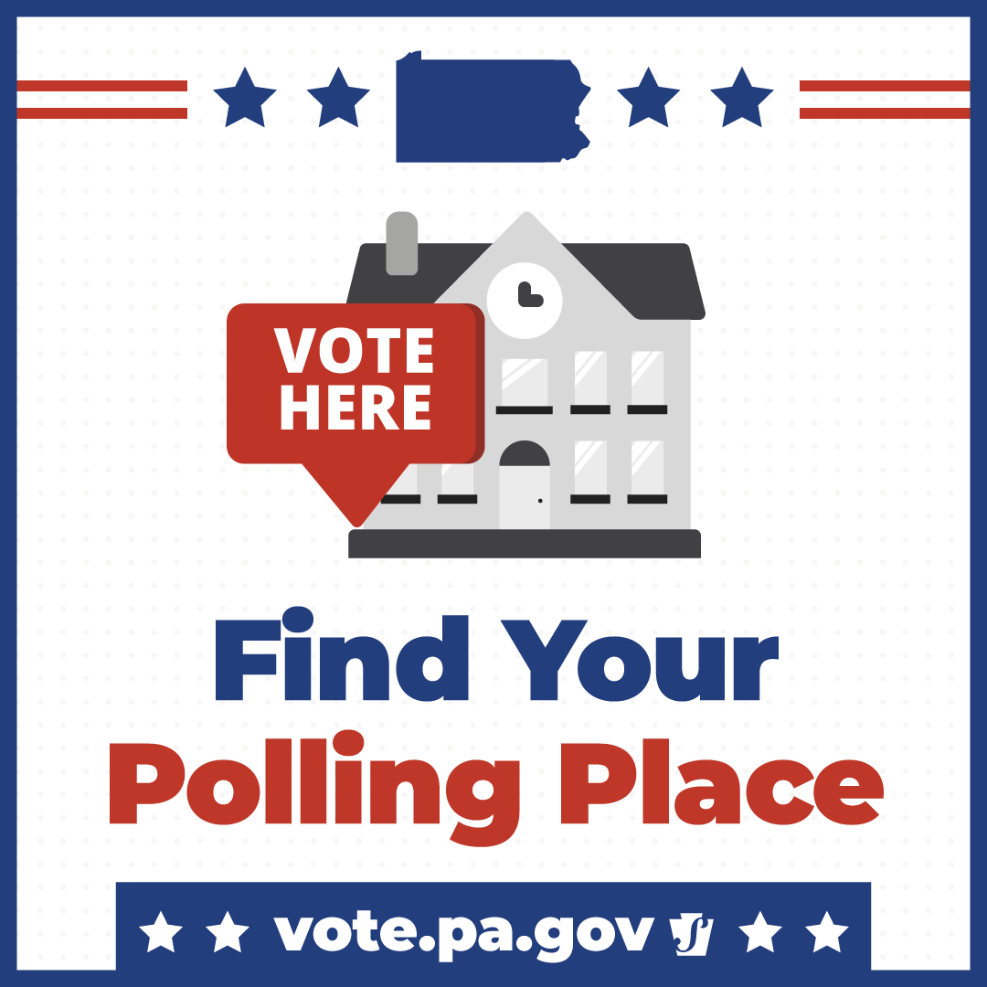 PAStateDept's tweet photo. Do you know where your polling place is? Find out today and be #ReadytoVotePA on Tuesday, May 16. https://t.co/QxhJkEqufz https://t.co/CBRW3UYyv1