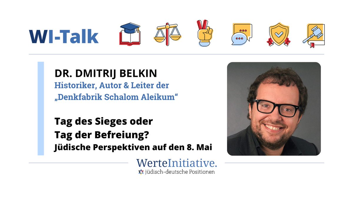 WerteInitiative. jüdisch-deutsche Positionen (@werteinitiative) on Twitter photo 📽️Jetzt online:
Im WI-Talk mit <a href="/LeonardKaminski/">Leonard Kaminski</a> spricht der Historiker, Autor & Leiter der Denkfabrik Schalom Aleikum, <a href="/BelkinDmitrij/">Dmitrij Belkin</a>, über jüdische Perspektiven auf den 8. Mai.
➡️Anschauen unter: youtu.be/-fa2Sz2r46A 📽️Jetzt online:
Im WI-Talk mit <a href="/LeonardKaminski/">Leonard Kaminski</a> spricht der Historiker, Autor & Leiter der Denkfabrik Schalom Aleikum, <a href="/BelkinDmitrij/">Dmitrij Belkin</a>, über jüdische Perspektiven auf den 8. Mai.
➡️Anschauen unter: youtu.be/-fa2Sz2r46A
