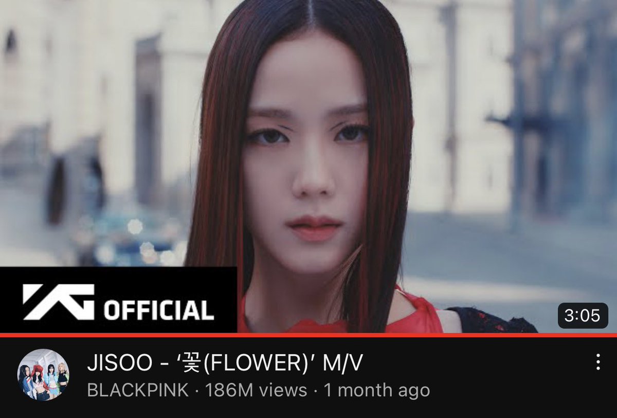BBU_BLACKPINK's tweet photo. .@BLACKPINK #JISOO’s ‘꽃(#FLOWER)’ MV needs 13.35M to surpass 200M @YouTube views! Still the 2nd most streamed official K-Pop MV for this hour (10PM KST) with 148.9K views! STREAM PROPERLY to achieve goal faster!

👉🏼https://t.co/AlELr2DWlx
#StreamME #FLOWER #JISOO https://t.co/ZPCSRrVYgC