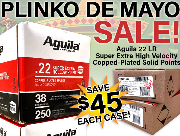 MidsouthShooter's tweet photo. Celebrate Plinko De Mayo with Aguila bulk packaged 22LR #plinkodemay #aguilaplinko #agularimfire #shootmorerimfire #aguila22lr #loadyourown #midsouthshooterssupply #rimfire #22lr #bulk #case #ammunition #ammo #friday #superextra #hollowpoint #copperplated #highvelocity https://t.co/6RM4tjbKxz